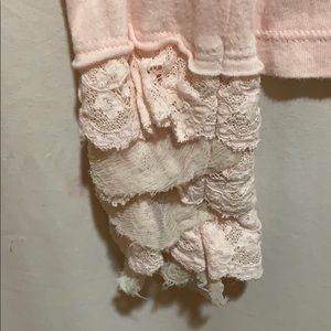 JUICY COUTURE PINK TEE LACE SLEEVES SZ M COTTON